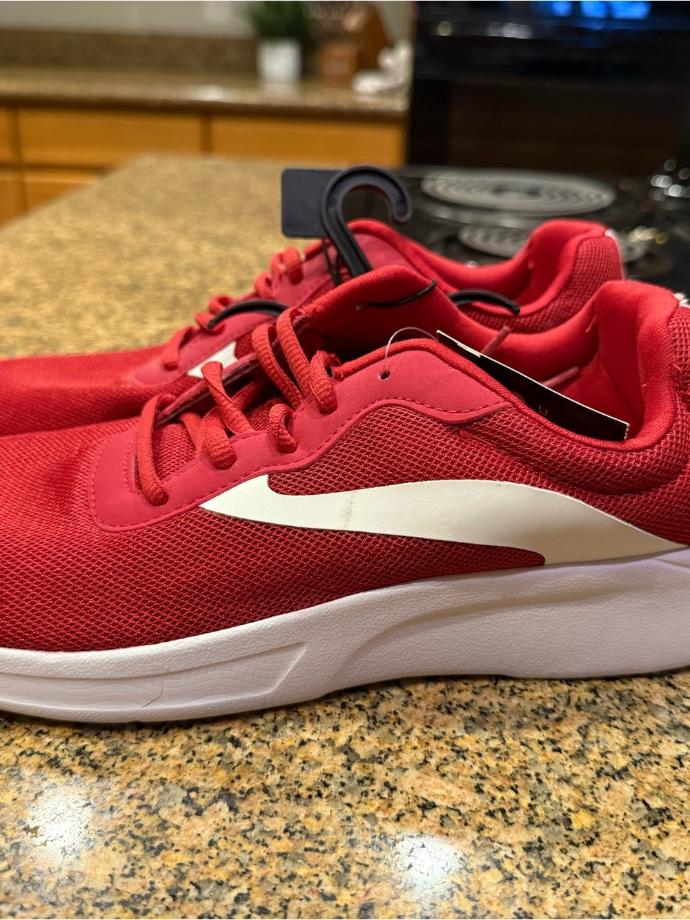 Size 9Athletic Works Red Mesh Memory Foam Sneakers with White Sole Accent